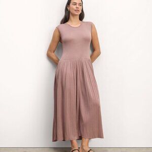 Everlane Women's Knit Pleated Dress in Dusty Rose, Size Extra Large
